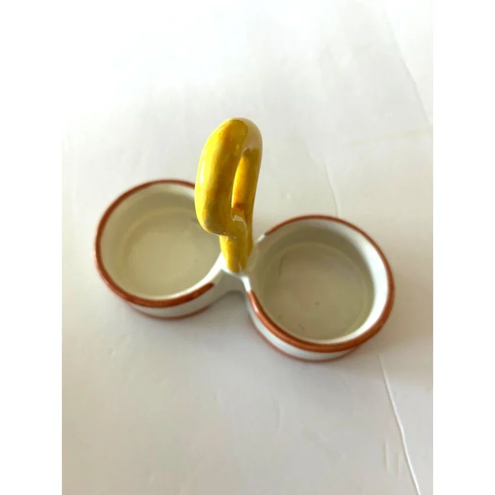 Sunflower Salt and Pepper Shakers with Caddy Signed Italian Pottery Stoppers